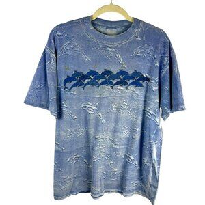 Maui Hawaii Dolphin T-Shirt Women Large Blue Purple Tie Dye Tourist Vacation